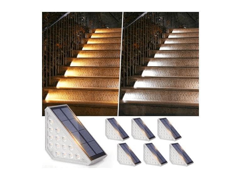 Bosceos 6 Pack Solar Stair Lights for Outside