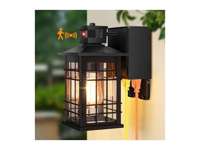 Kondras Black GFCI Motion Porch Light