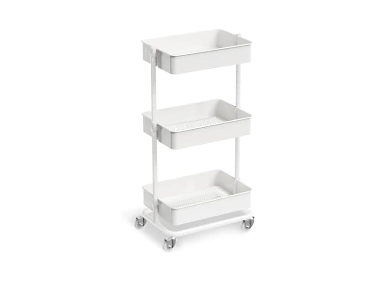 OrchidLeaf 3 Tier Rolling Cart White