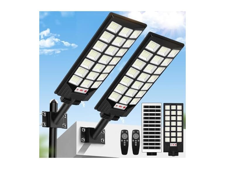 Brightever 2-Pack Solar Street Lights Outdoor, 8500K Waterproof