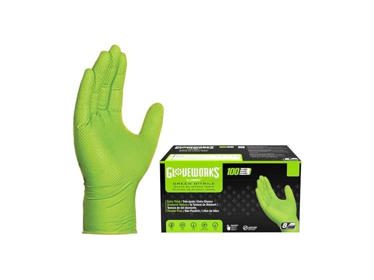 GLOVEWORKS 8 Mil Green Nitrile Industrial Gloves