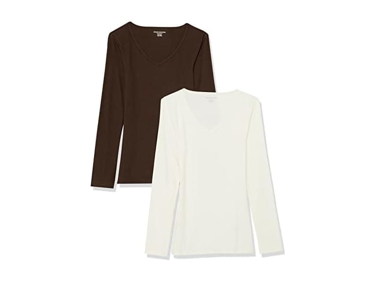 Amazon Essentials Women 2-Pack LS V-Neck