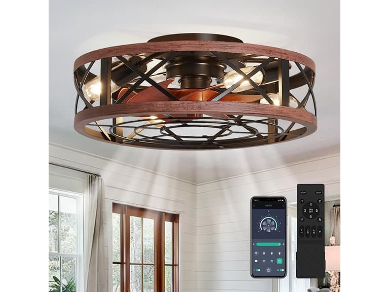 AQUBT Caged Ceiling Fan with Light | 19In