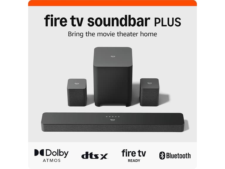 Amazon Fire TV 5.1 Soundbar Plus, Subwoofer & Surround Speakers (Like New, Open Box)