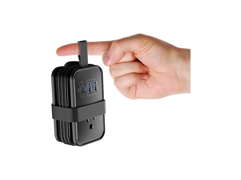 Travel Power Strip with USB Ports Black