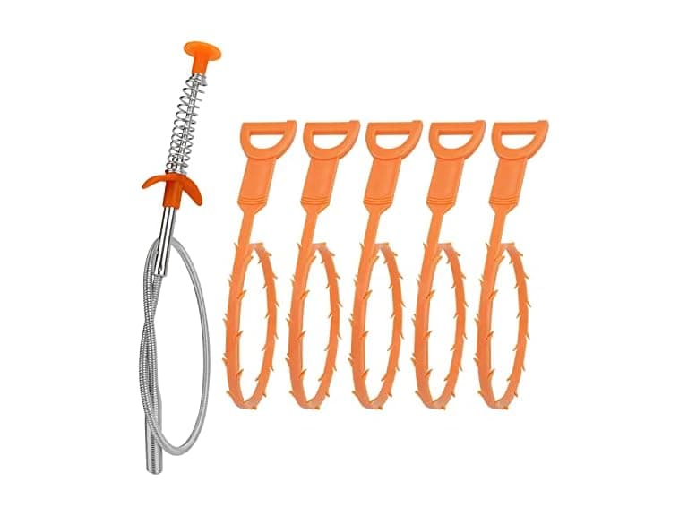 Amazon Basics Drain Clog Remover Tool, 6 Pack