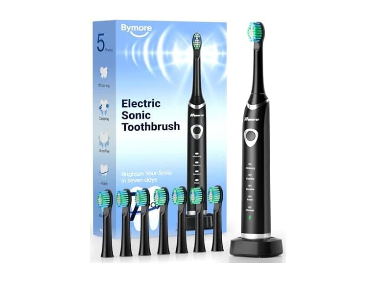 Bymore Sonic Electric Toothbrush 8 Heads Blk