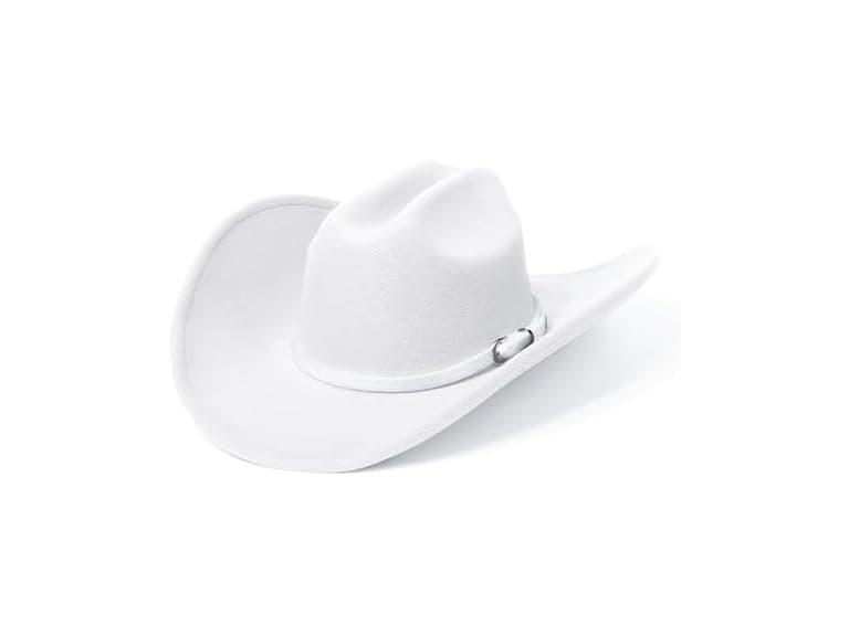 SAJUZEN Wide Brim Cowboy Hat White