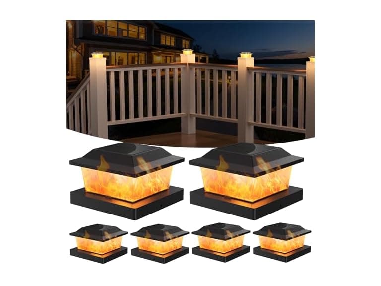 Flyingod White Solar Post Cap Lights Black