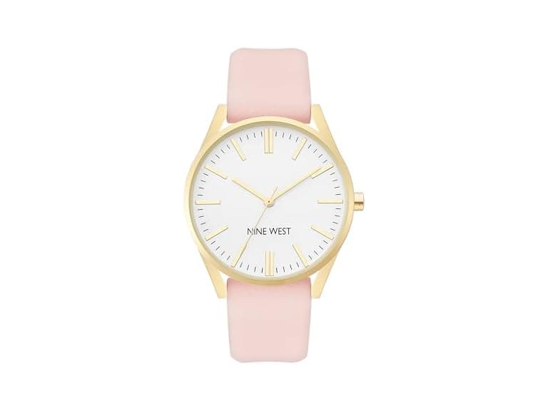 Nine West Women Gold-Tone & Pastel Pink Watch