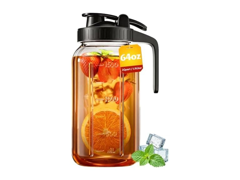 VA1KENE 64oz Mason Jar Glass Pitcher