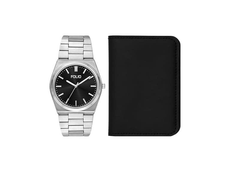 Folio Men Three-Hand Silver-Tone (Model: Watch