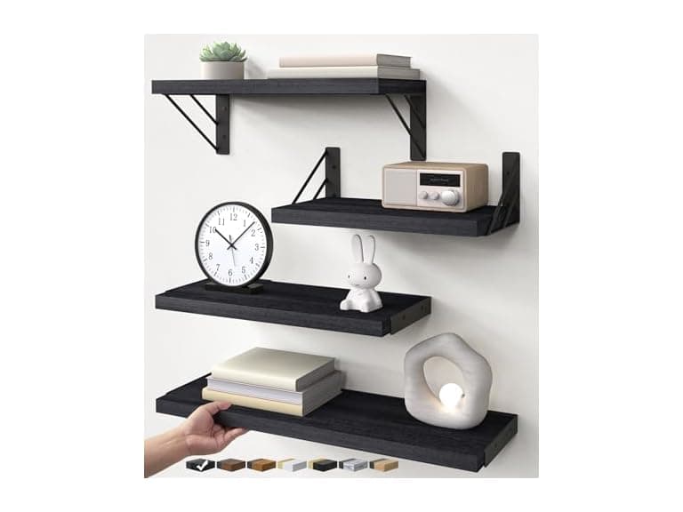 BAYKA 4pc Wood Floating Bathroom Shelves
