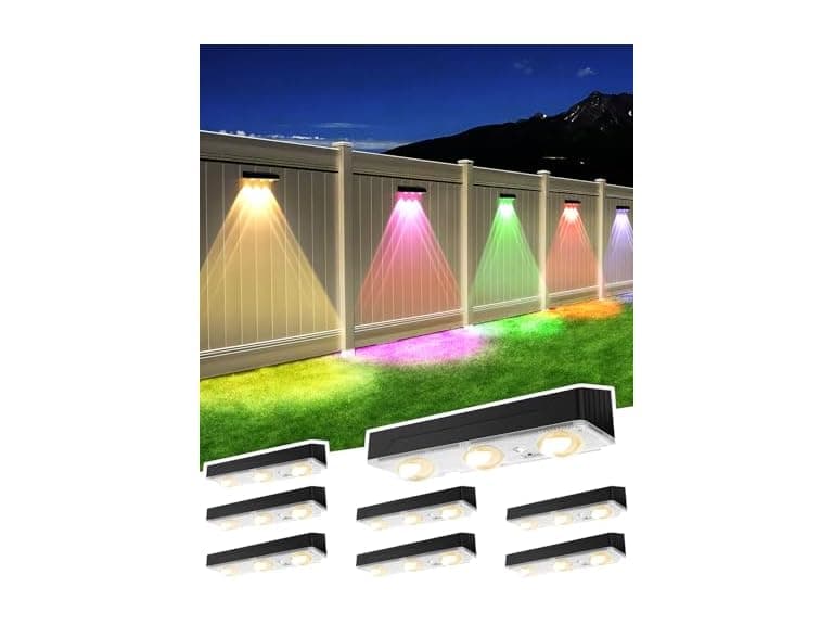 WANJOTEC RGB Solar Fence Lights 8-Pack