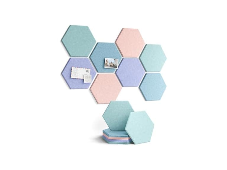 Fluxynara 8 Pack Hexagon Felt Bulletin Board Tiles