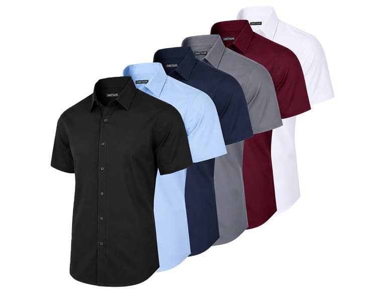 4Pk Mens S/S Cotton Stretch Dress Shirt (S-3XL)