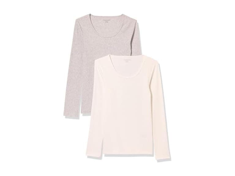 Amazon Essentials Women's 2-Pack Rib Scoop Neck