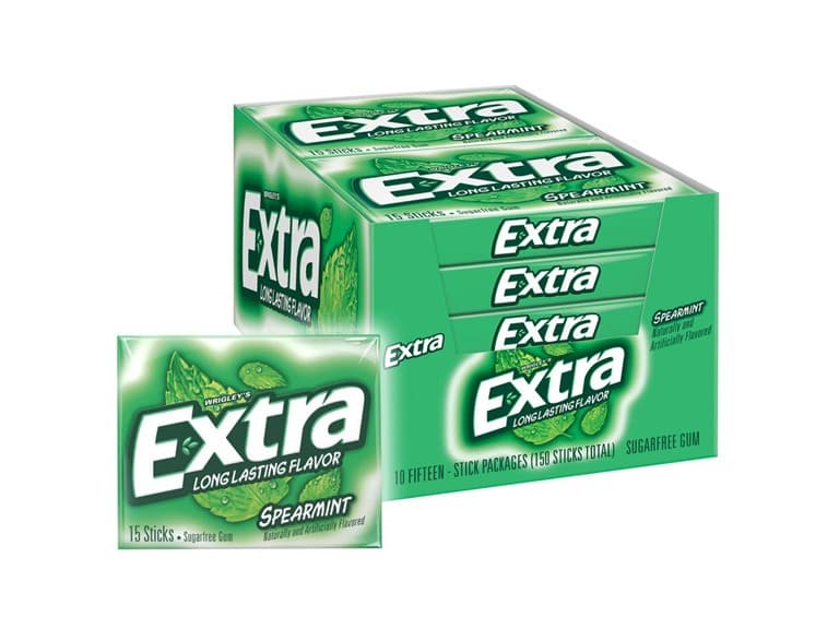 10PK Extra Gum Spearmint Sugarfree Gum Bulk