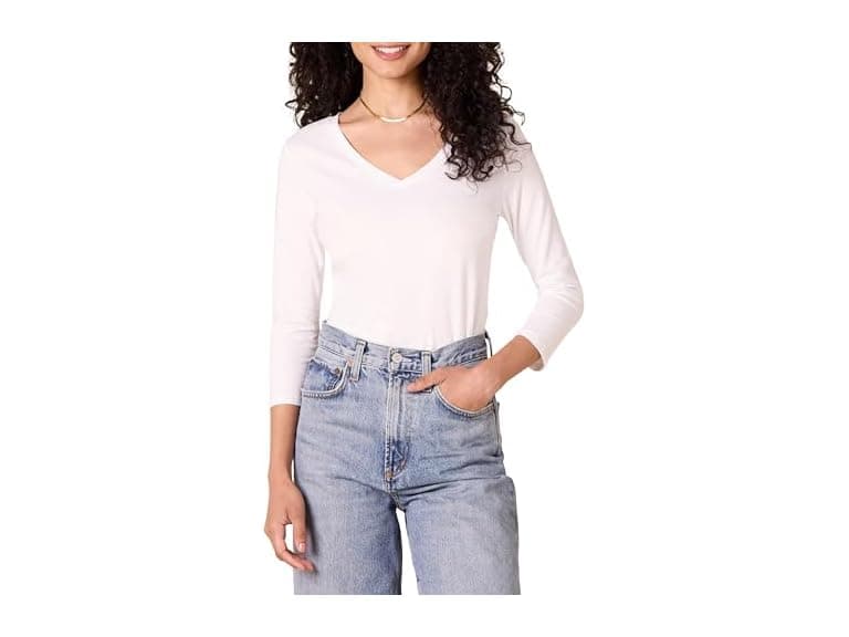 Amazon Essentials Women 2-Pack 3/4 Sleeve V-neck