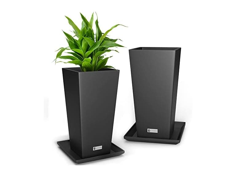 Elevens Tall Planters 30" Black 2-Pack