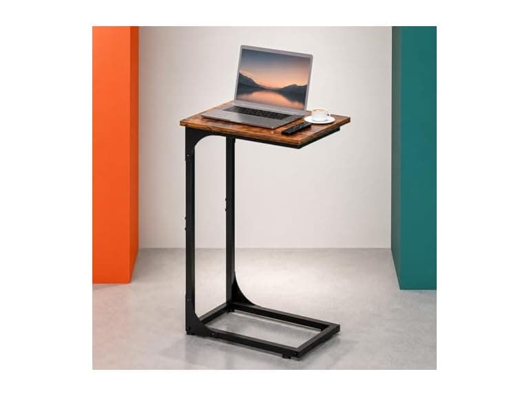 RISWER C-Shaped Side Table - Rustic
