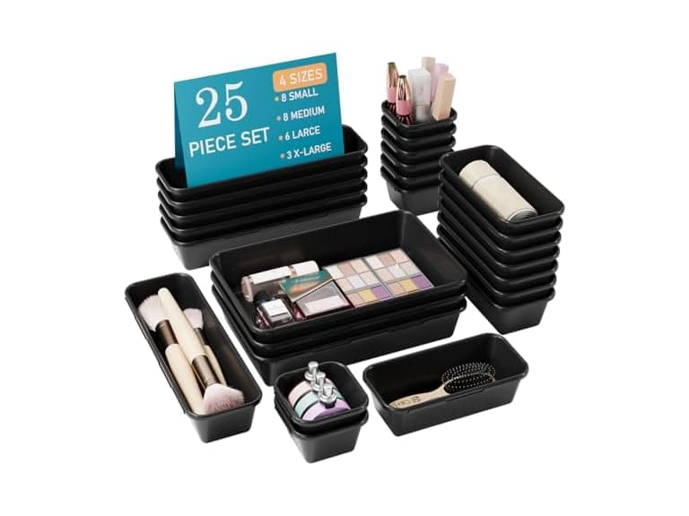 25 PCS Black Drawer Organizer Set