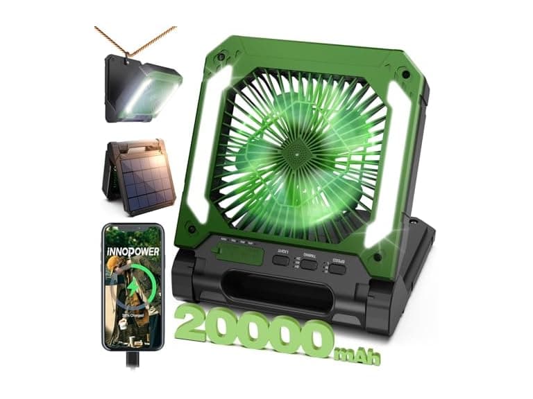 Hakol 20000mAh Rechargeable Solar Camping Fan