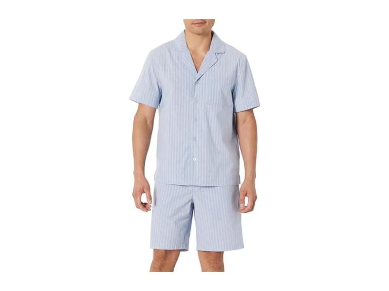 Amazon Essentials Mens SS Button Front Shirt & Shorts