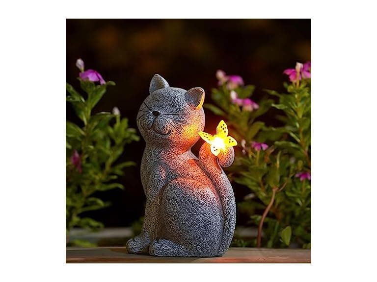 Solar Outdoor Cat Statue Décor