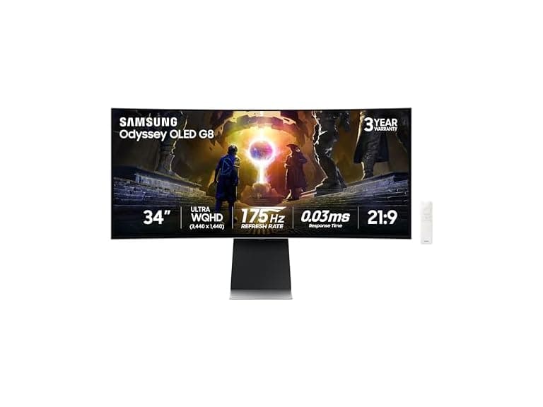 Samsung 34" Odyssey OLED G8 (G85SD) UWQHD Curved Gaming Monitor