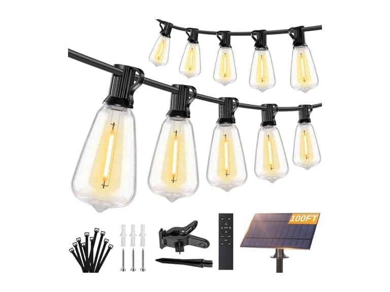 Brightever 100FT Solar String Lights Outdoor Waterproof with Remote