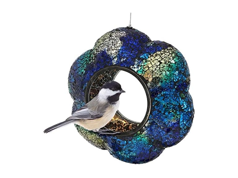 Sunnydaze 10-Inch Glass Mosaic Hanging Bird Feeder