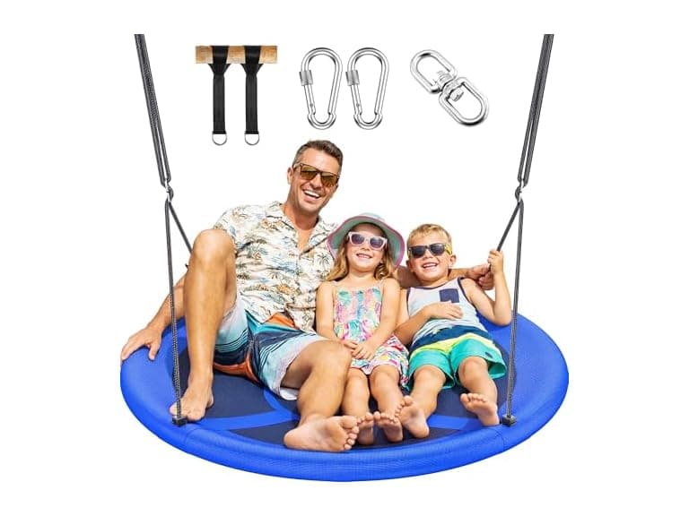 Everyfun 43" Saucer Tree Swing for Kids Adult, Blue