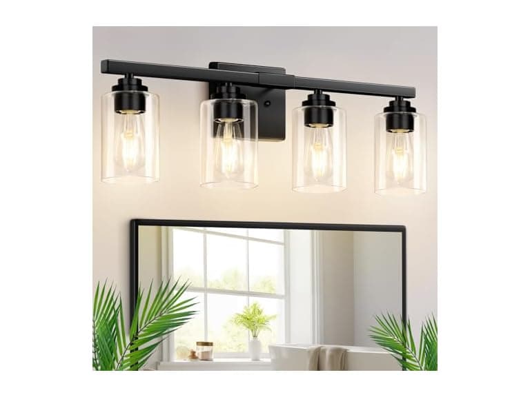 VerRon 4 Lights Bathroom Light Fixtures, Matte Black