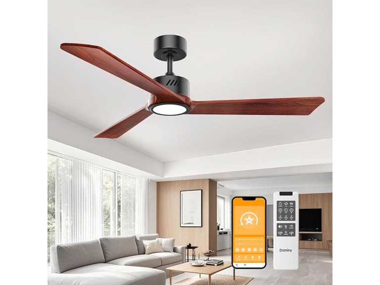 DAMINY Natural Solid Wood 52in Ceiling Fan