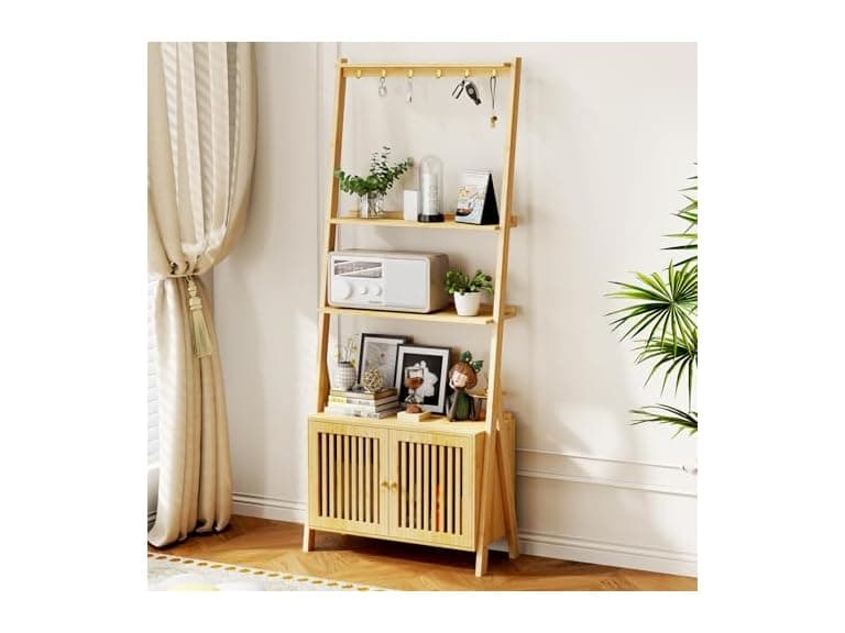 Bookcase With Drawers, 4-Tier Bamboo