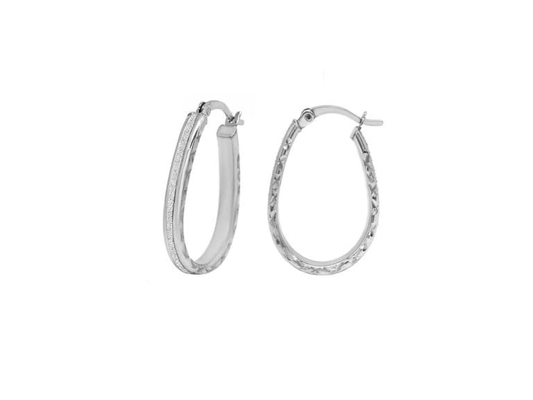 Yeidid Italian Crystal Dust Oval Hoops
