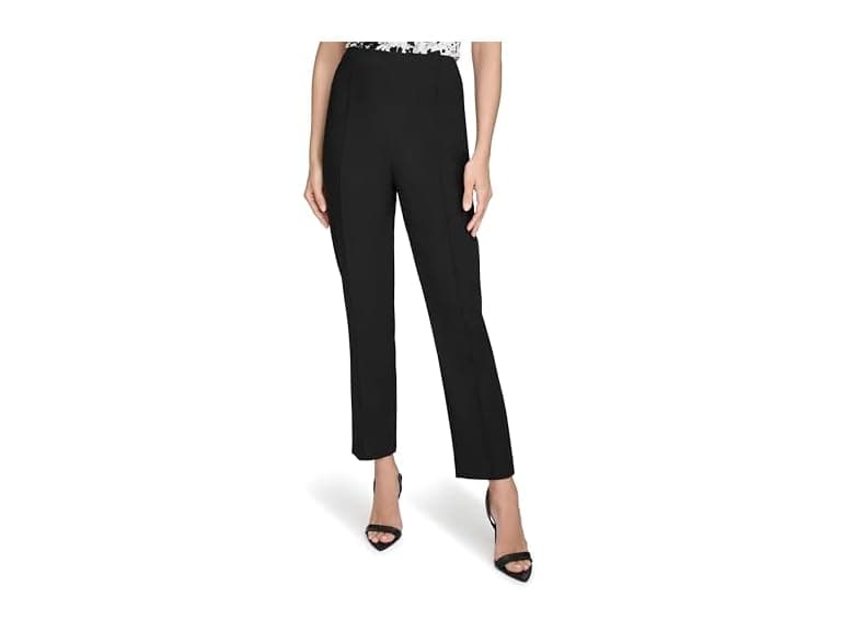 Halston Women's Slim Leg Woven High Waisted Pant