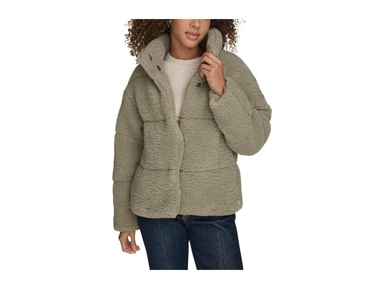 Levi's Women Shortie Patchwork Quilted Teddy Coat