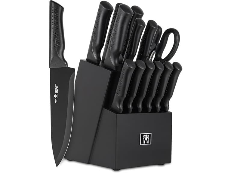 15-Piece Kitchen Knife Set w/ Block- Black