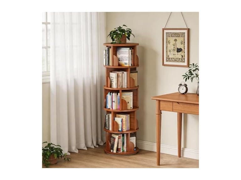 JIANXINGHO 5-Tier Rotating Bookshelf