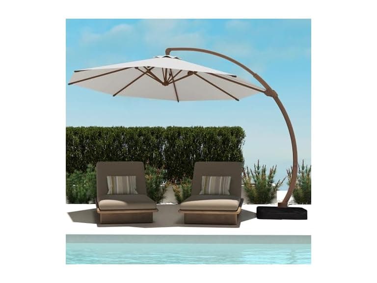 BRIOPAWS 11FT-Cantilever-Patio-Umbrella-with-Base-Included