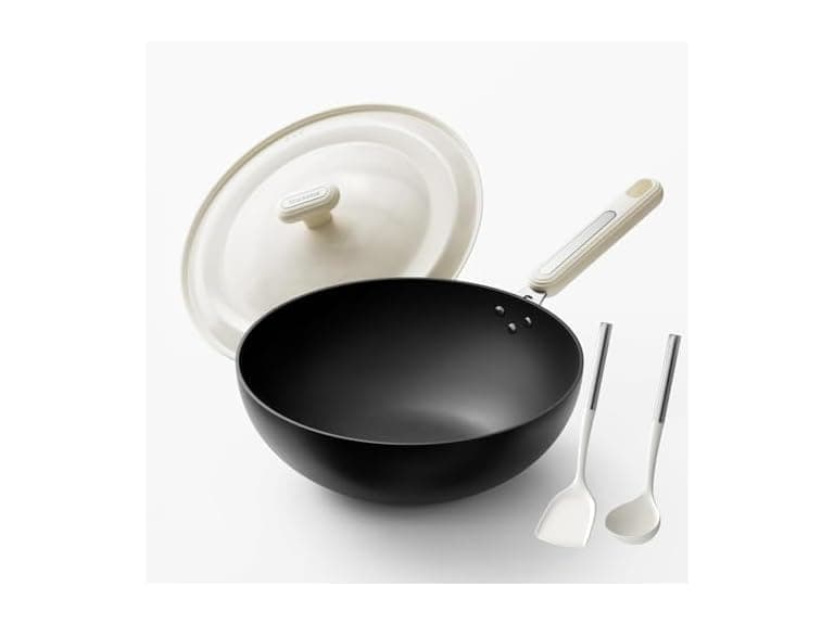 Stackbear Carbon Steel Wok Pan with Spatula
