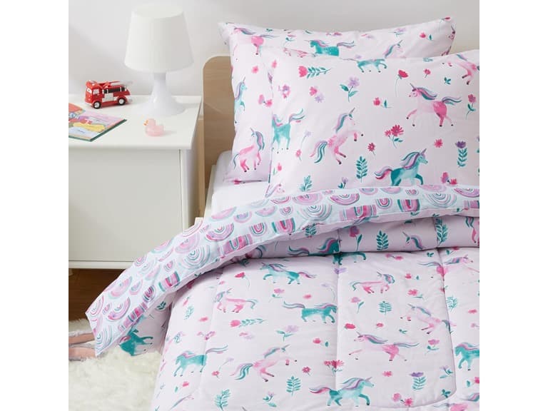 Amazon Basics Kids' 3 Piece Comforter Set, Full/Queen