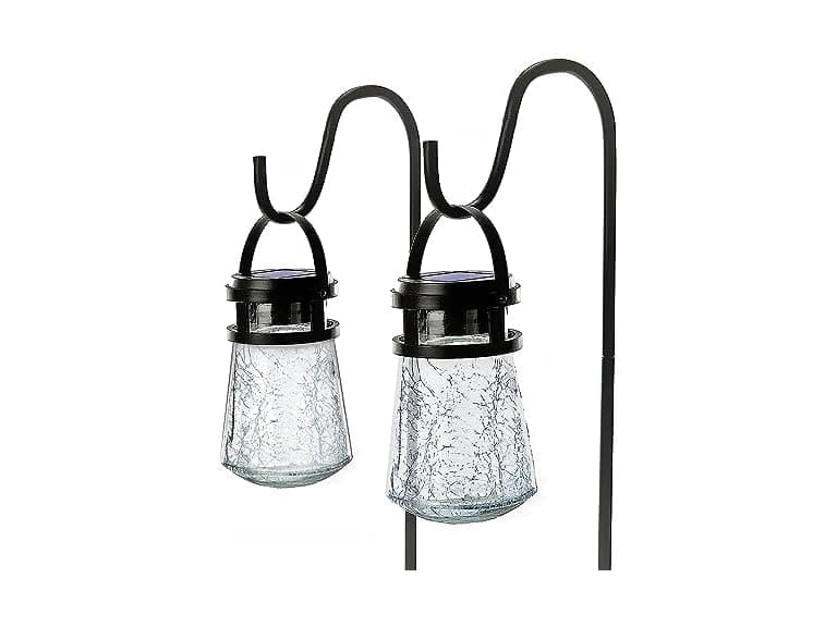 Home Zone 2Pk Crackle Glass Solar Lanterns