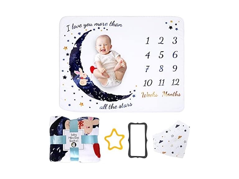 2-Pack Fleece Baby Milestone Blanket