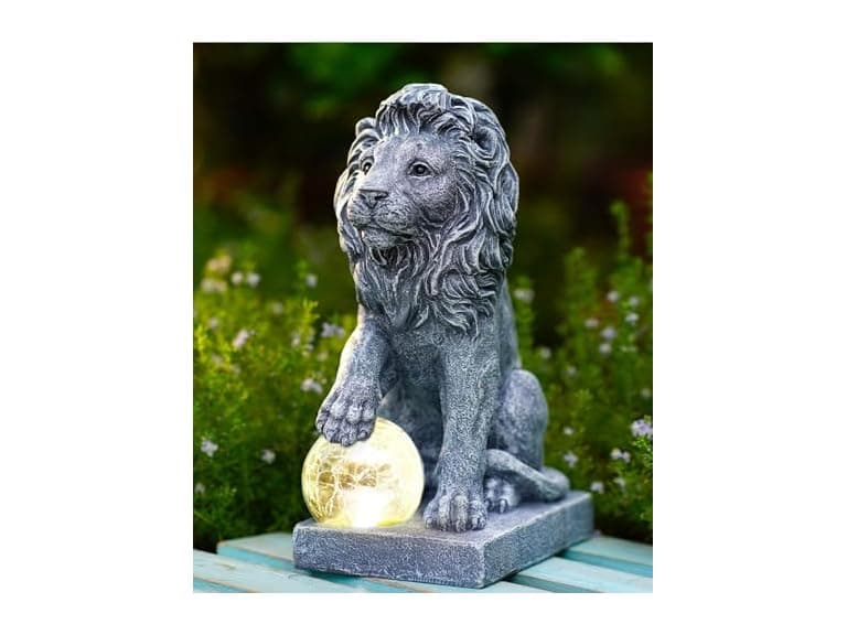 Lion Garden Statue w/ Ball Dcor