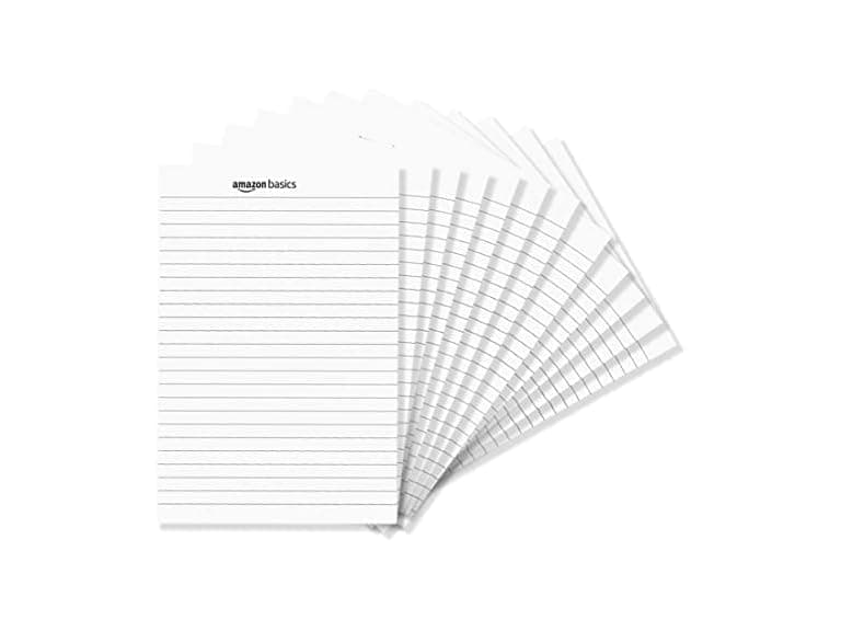 Amazon Basics Narrow Ruled 5 x 8 inch Writing Pad, 72 ct