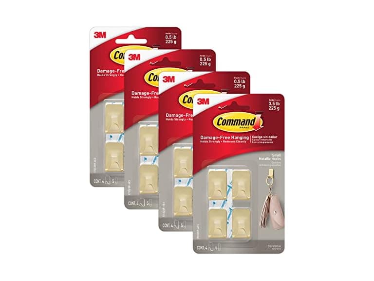 Command 17032BR-4ES Metallic Hooks, 0, Brass,
