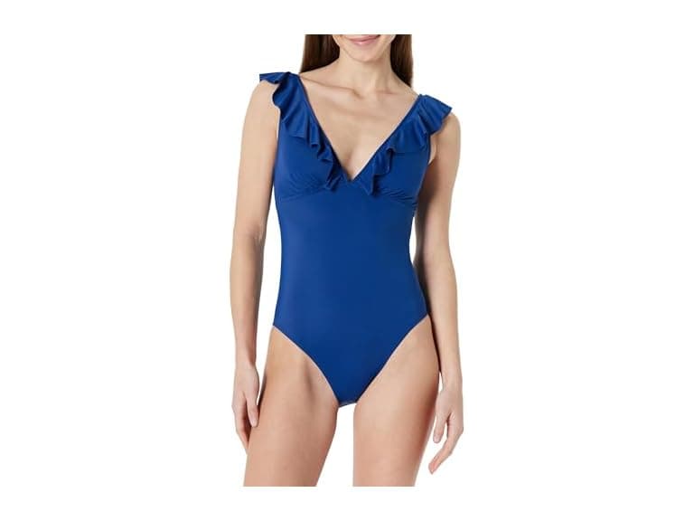 Amazon Essentials Women Ruffle V-neck Swimsuit